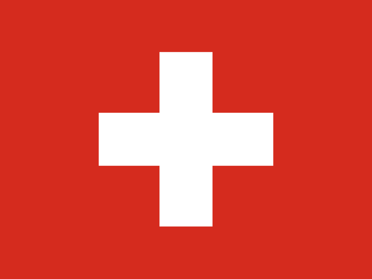 Swiss flag with white cross on red background