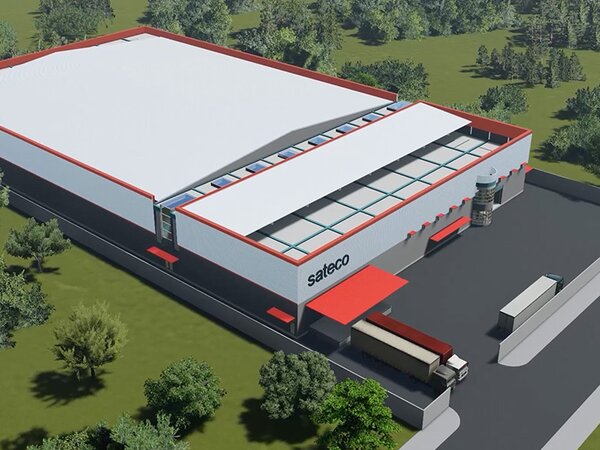 Rendering of production plant Sateco Philippines from a bird's eye view