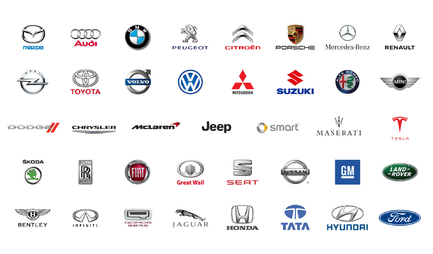 a selection of prestigious automotive brands