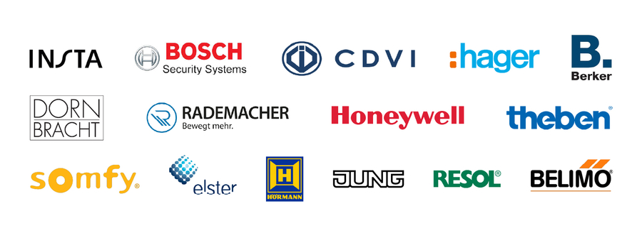a selection of well-known brands from building automation