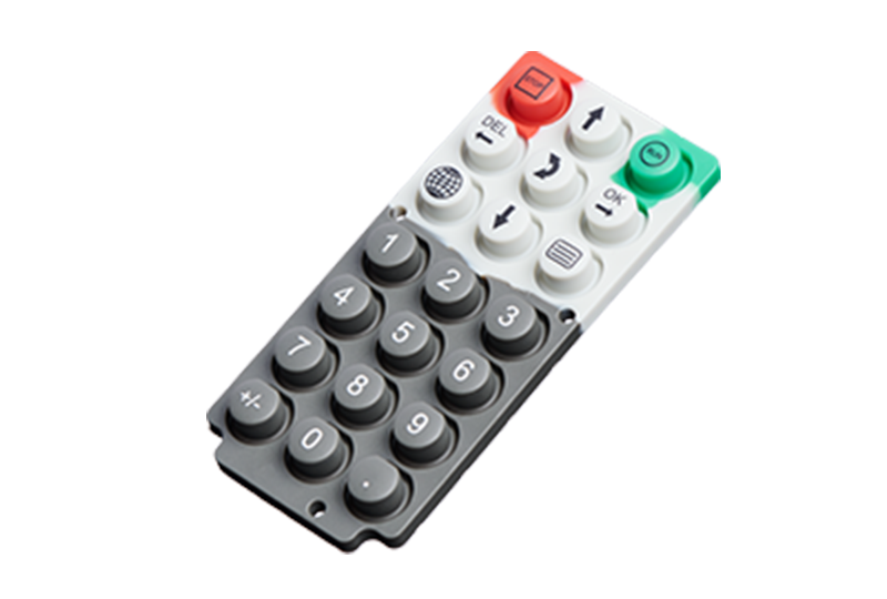 multicolor silicone keypad with labeled fields for remote control