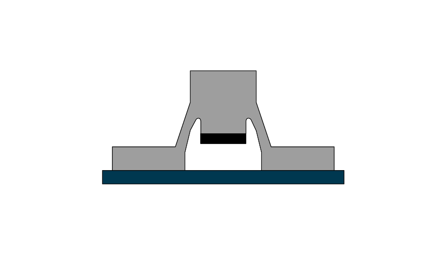 stark schematisierte Querschnittzeichnung Silikonschaltmatte STC-LS