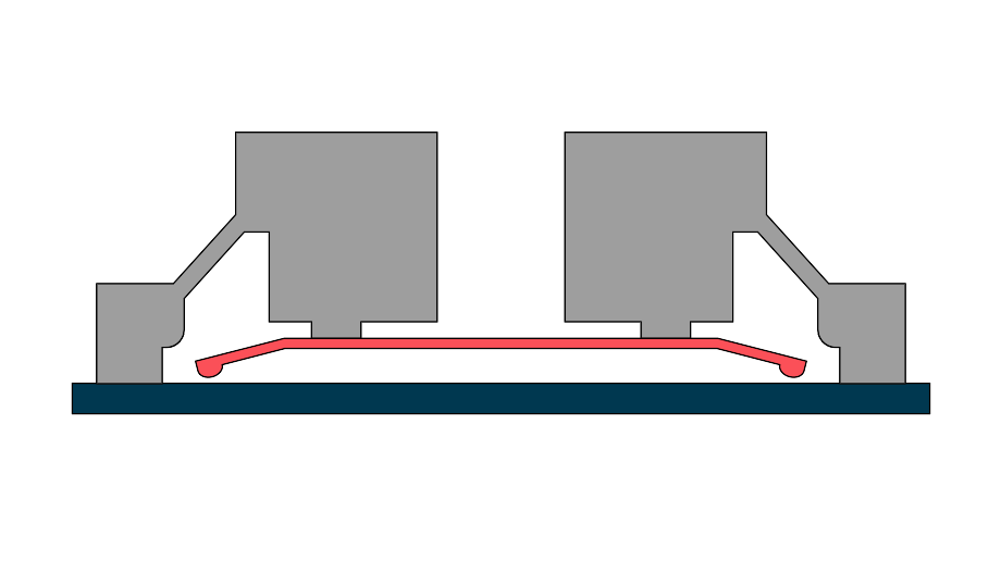 stark schematisierte Querschnittzeichnung silicone keypad STC-MD-LN