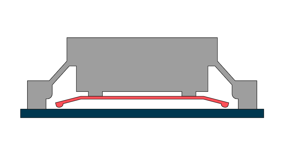 stark schematisierte Querschnittzeichnung Silikonschaltmatte STC-MD