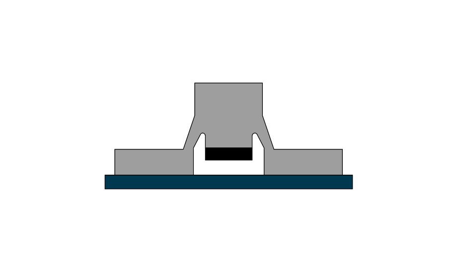 stark schematisierte Querschnittzeichnung Silikonschaltmatte STC-SSC