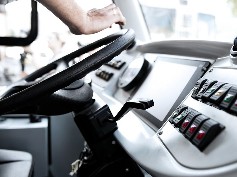 close-up of a control panel in a truck